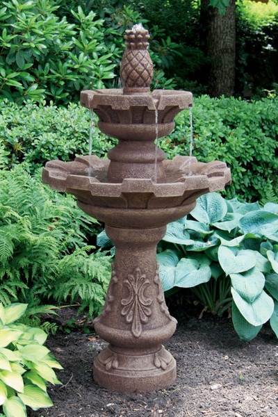 Two Tier Fluted Fountain with Pineapple Finial High End Statuary